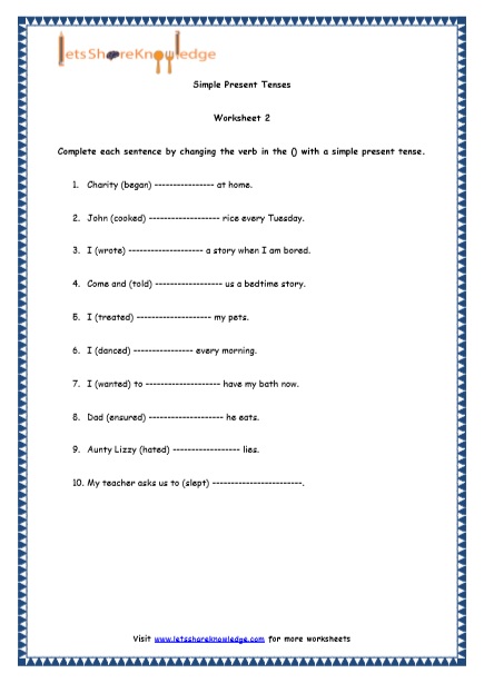  Simple Present Tenses Printable Worksheets 