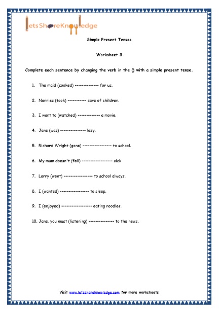  Simple Present Tenses Printable Worksheets Worksheets