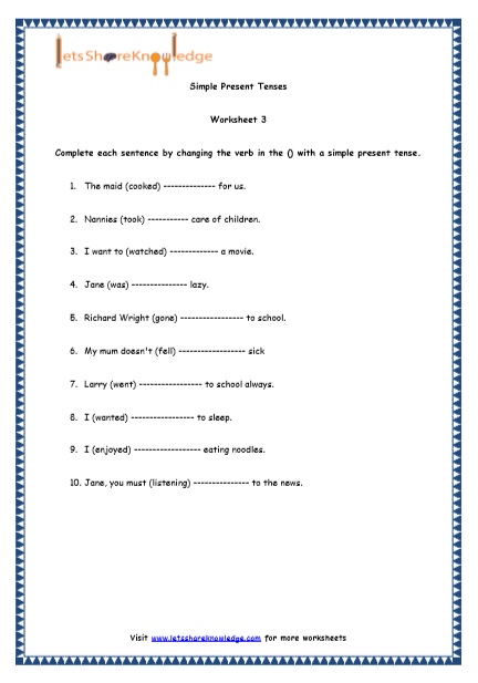 English Simple Present Tense Worksheet, Adding 'S' to Verbs  Simple  present tense worksheets, Simple present tense, English grammar for kids