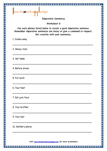 Types Of Sentences Worksheets For Grade 1 K5 Learning Types Of 