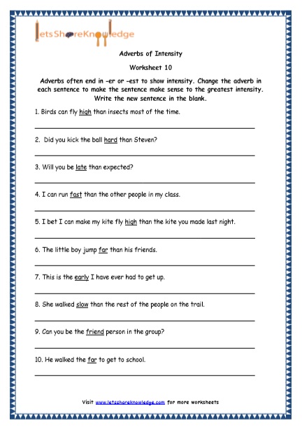 Adverb Of Degree Worksheet For Class 6