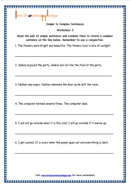  Simple, Compound and Complex Sentences Printable Worksheets 