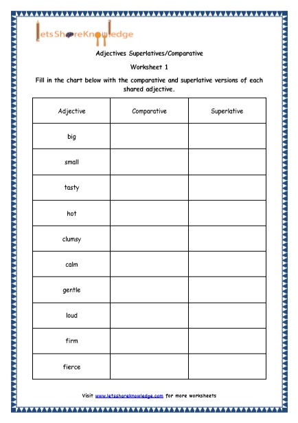 Grade 4 English Resources Printable Worksheets Topic Superlative And 