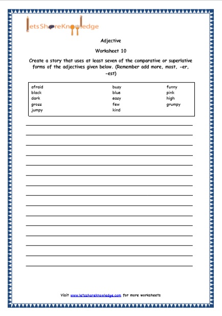 Grade 4 English Resources Printable Worksheets Topic: Superlative and ...