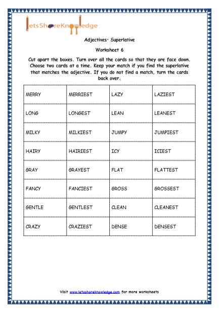  Superlative and Comparative Adjectives Printable Worksheets Worksheet