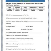 Grade 3: Vocabulary Worksheets Week 8 – Lets Share Knowledge