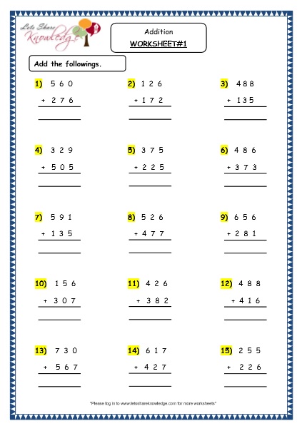 Grade 4 Maths Resources (1.4.1 Addition of 3 digit numbers with more ...