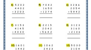 Addition of 4 digit numbers with more than 2 addends grade 4 maths resources printable worksheets topic