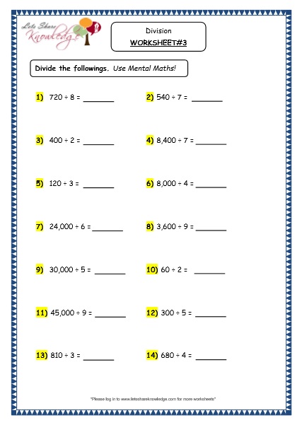 Grade 4 Maths Resources (1.7.5 Dividing by Multiples of 10 Printable ...