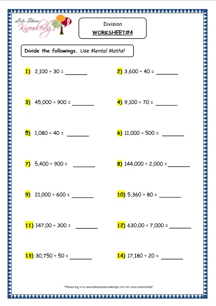  Dividing by Multiples of 10 Printable Worksheets Worksheet 