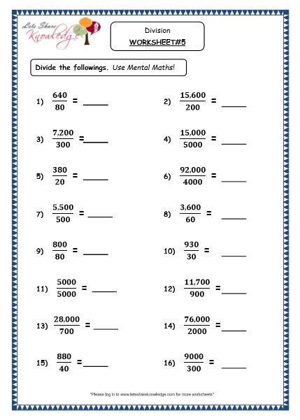  Dividing by Multiples of 10 Printable Worksheets Worksheet