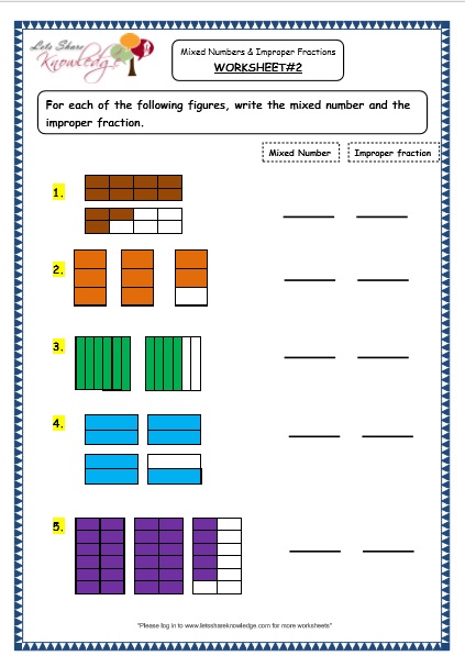 Mixed Numbers and Improper Fractions Printable Worksheets 