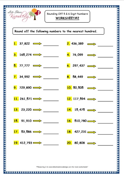  Rounding Off to the Nearest Ten, Hundred and Thousand Printable Worksheets 