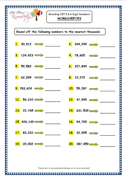 Rounding To The Nearest Thousand Worksheet