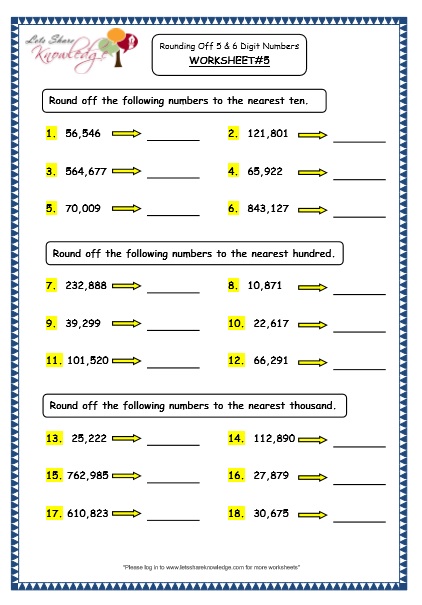 Round to the Nearest Ten Worksheet