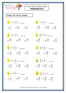 Grade 4 Maths Resources (2.4.2 Adding a Fraction and a Whole Number ...