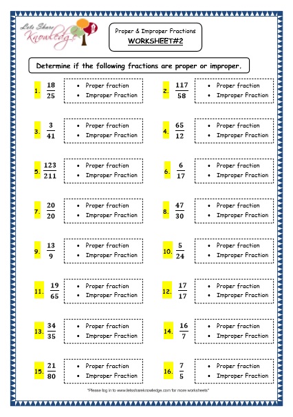 Grade 4 Maths Resources (2.1 Proper and Improper Fractions Printable ...