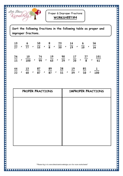  Proper and Improper Fractions Printable Worksheets Worksheet 