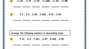 Comparing & Ordering Decimals grade 4 maths resources printable worksheets
