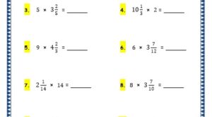 Multiplication of a Mixed Number and a Whole Number grade 4 maths resources printable worksheets