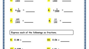 decimals Tenths, Hundredths and Thousandths grade 4 maths resources printable worksheets