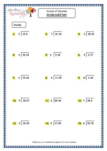 Grade 4 Maths Resources (3.8.2 Division of Decimals – Quotient as Mixed ...