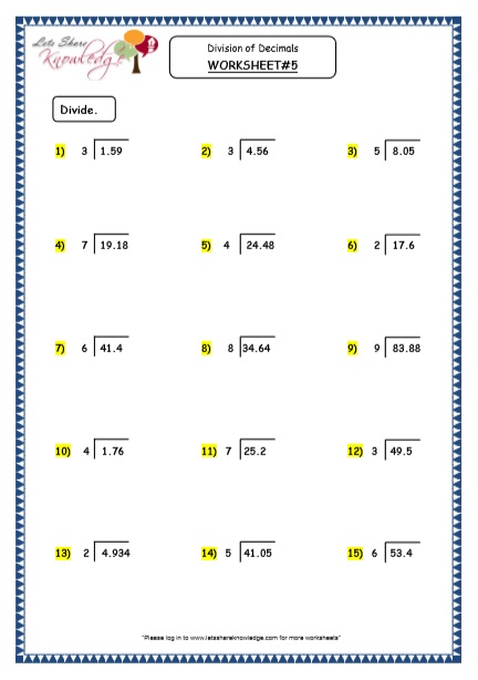 Grade 4 Maths Resources (3.8.2 Division of Decimals – Quotient as Mixed ...