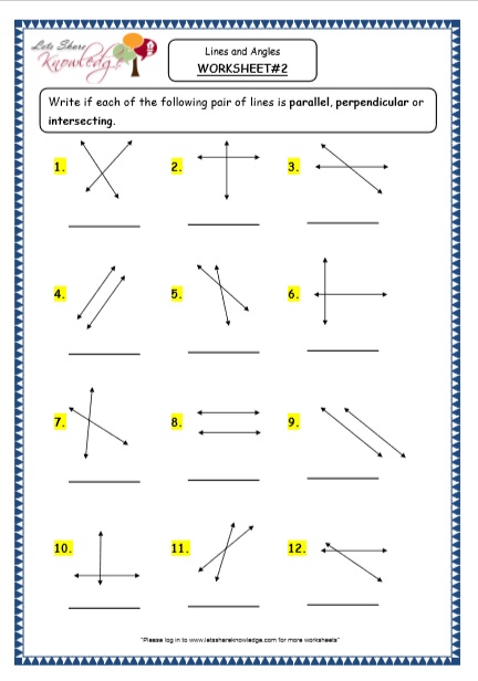  Geometry - Revising Different Types of Lines & Angles Printable Worksheets 