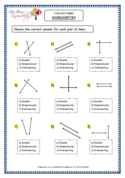  Geometry - Revising Different Types of Lines & Angles Printable Worksheets Worksheets