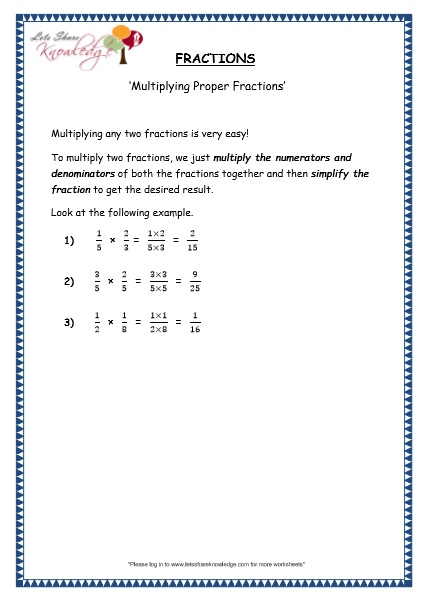 Grade 4 Maths Resources (2.6.1 Multiplying Proper Fractions Printable ...