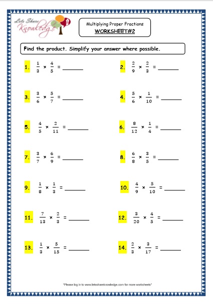 Grade 4 Maths Resources (2.6.1 Multiplying Proper Fractions Printable ...