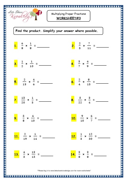  Multiplying Proper Fractions Printable Worksheets Worksheets