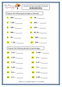 Grade 4 Maths Resources (4.3 Conversions between Decimals & Percentages ...