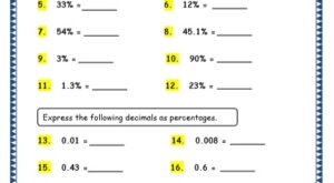percentages Conversion between Decimals & Percentages grade 4 maths resources printable worksheets