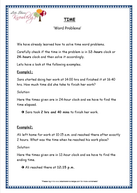 grade 4 maths resources 7 3 time word problems printable worksheets lets share knowledge