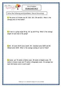 Grade 4 Maths Resources (5.2 Word Problems Averages Printable ...