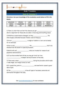 Grade 7: Vocabulary Worksheets Week 40 – Lets Share Knowledge