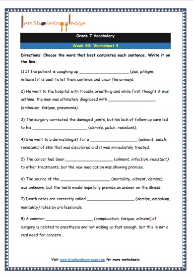  Grade 7 Vocabulary Worksheets Week 41 worksheet 4
