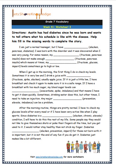 Grade 7 Vocabulary Worksheets Week 41 worksheet 3