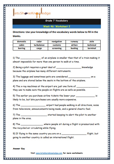 Grade 7 Vocabulary Worksheets Week 46 worksheet 2