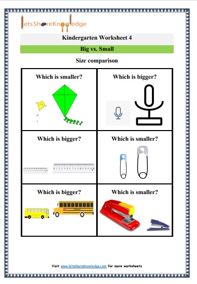  Kindergarten big vs small worksheet 4