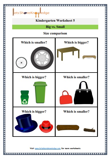  Kindergarten big vs small  worksheet 5