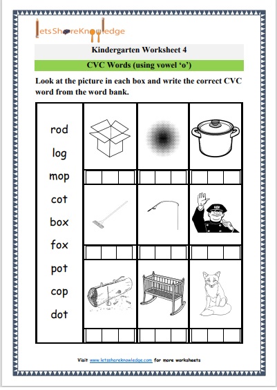  Kindergarten CVC Words worksheet 4
