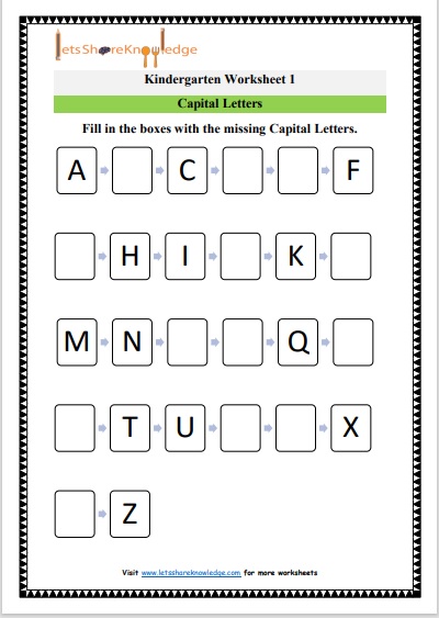 Kindergarten Capital letters  worksheet 1
