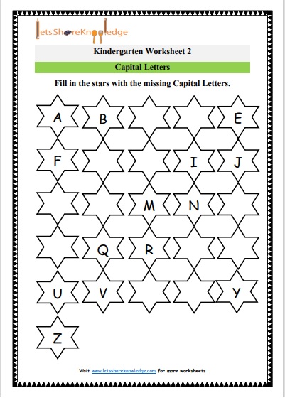 Kindergarten Capital letters worksheet 2