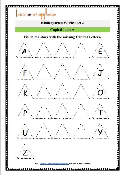 Kindergarten Capital letters worksheet 3