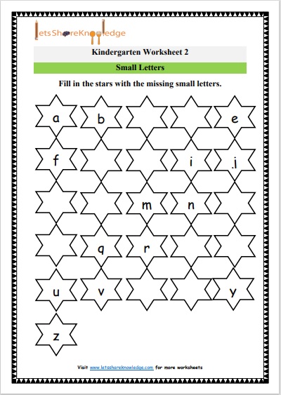 Kindergarten Small letters worksheet 2