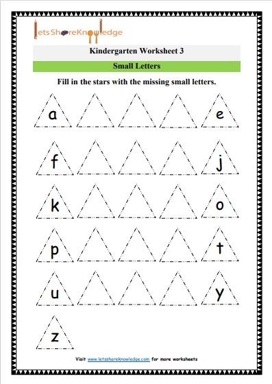 Kindergarten Small letters worksheet 3