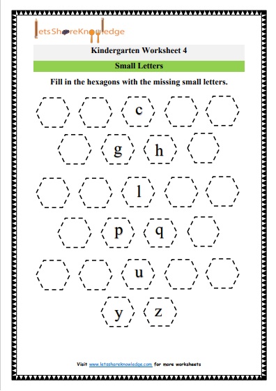  Kindergarten Small letters worksheet 4