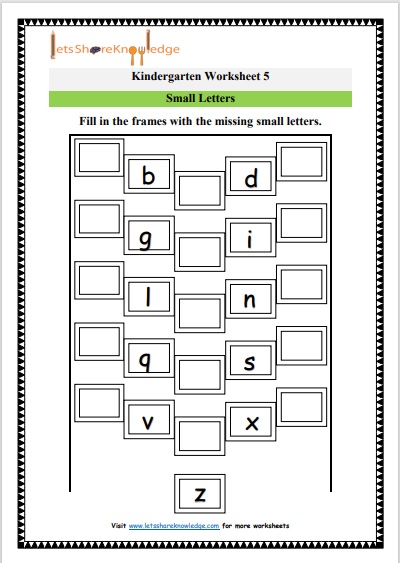  Kindergarten Small letters  worksheet 5